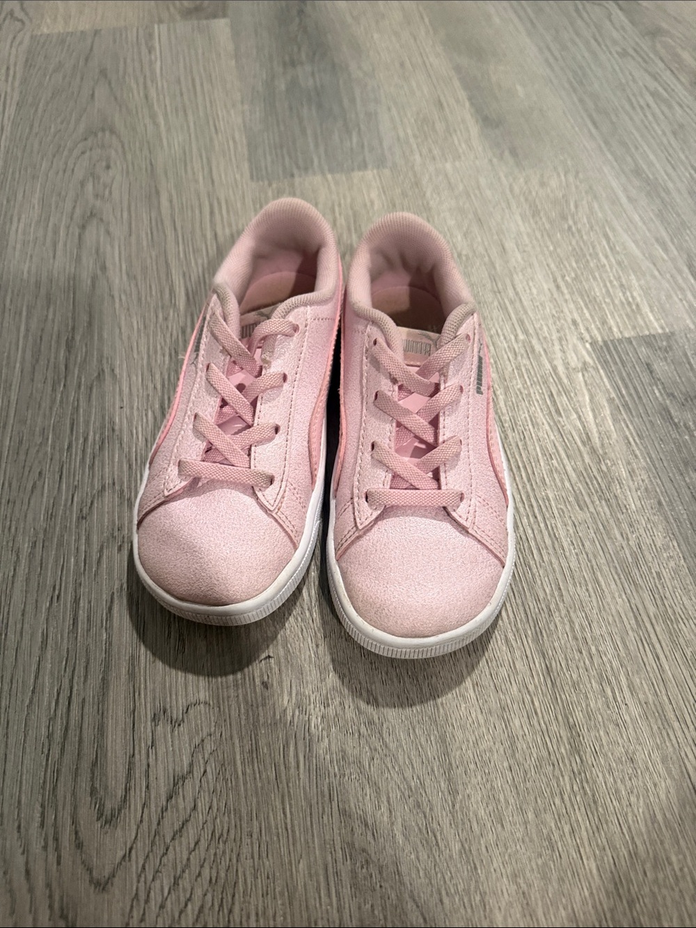 Puma Kids Pink Low-Top Lace Sneakers worn twice